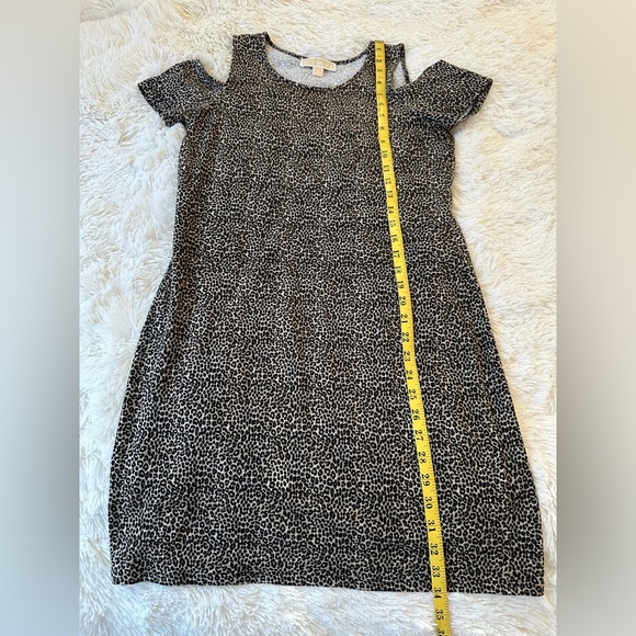 Michael Kors Women’s Leopard Print Black Tan Cold Shoulder Dress Size: Small - Picture 4 of 10